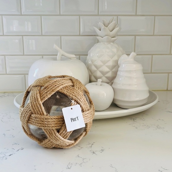 Pier 1 Medium Jute and Glass Decorative Sphere - Picture 3 of 9
